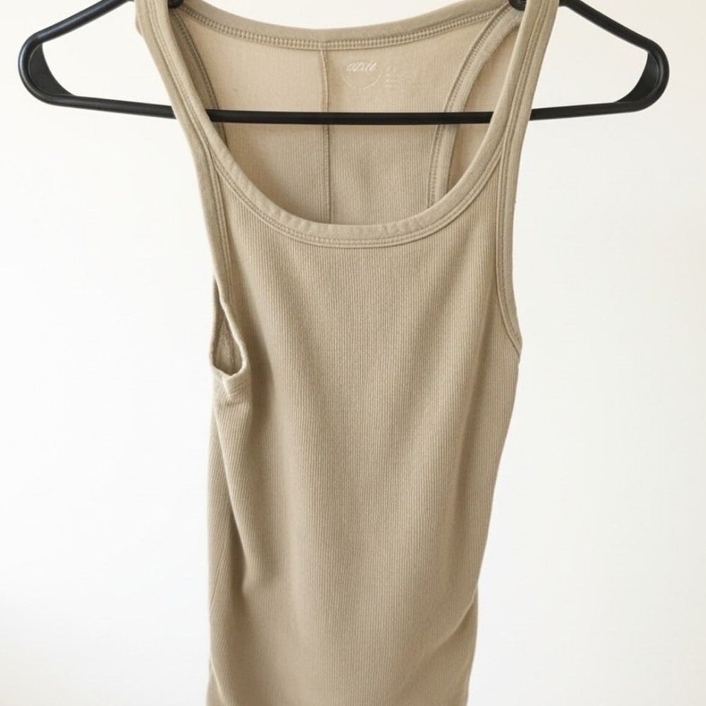 Aerie Ribbed Tank Top Neutral Sand XS